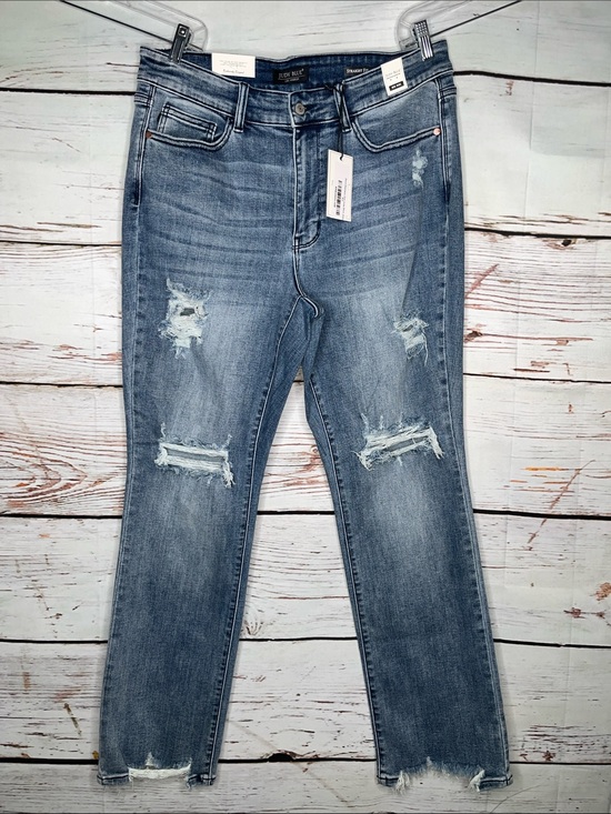 Judy Blue Denim - Judy Blue NWT Size 16W Blue Denim Distressed Mid Rise Straight Leg Jeans